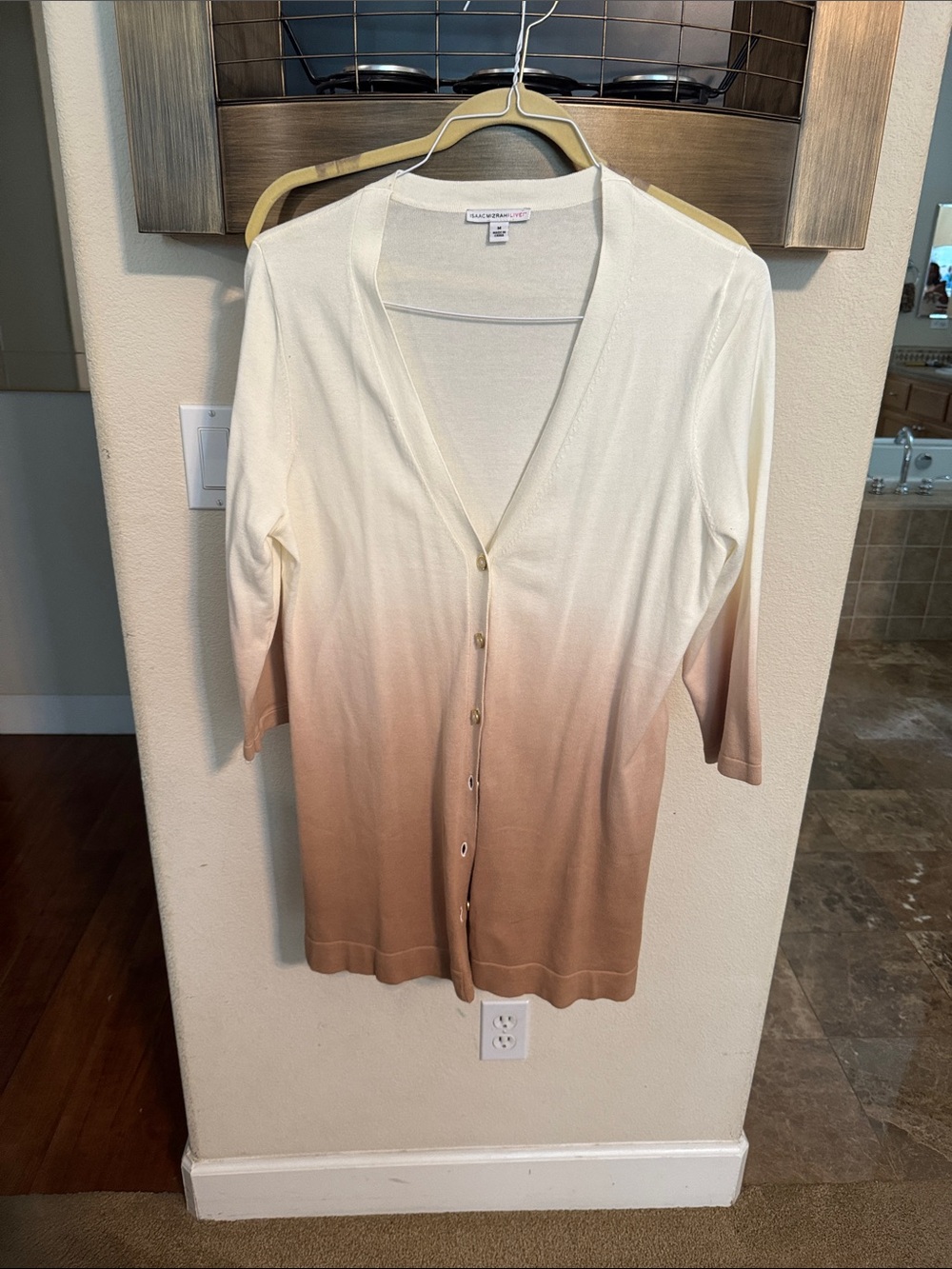 Isaac Mizrahi Ombre Cream to Brown Button-Front Cardigan